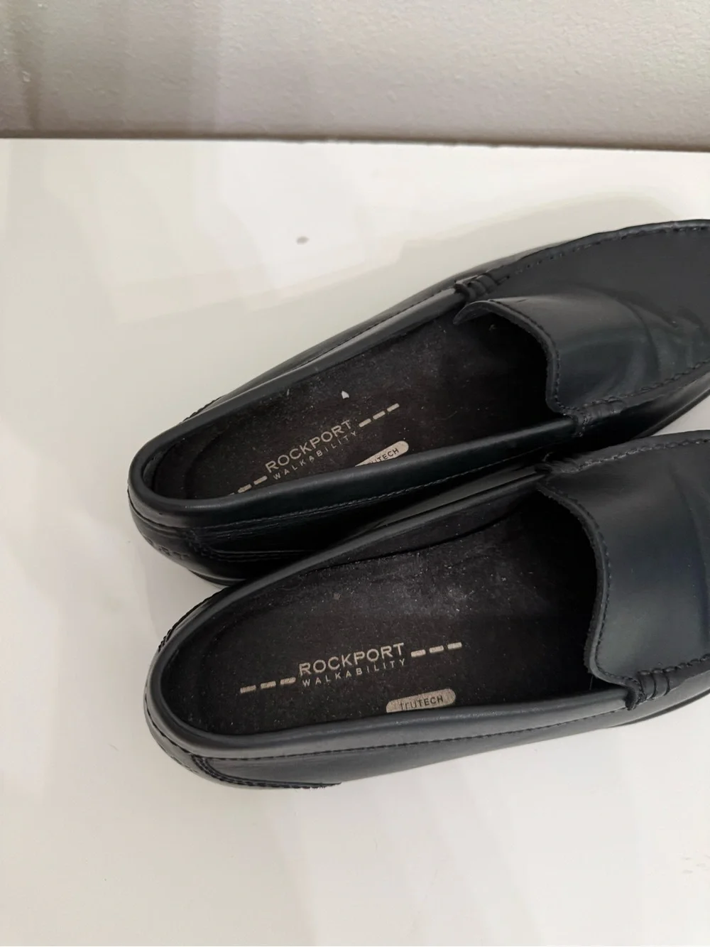 Rockport Walkability Dress Shoes Black Leather Loafers Men’s 8.5 Comfort Slip On